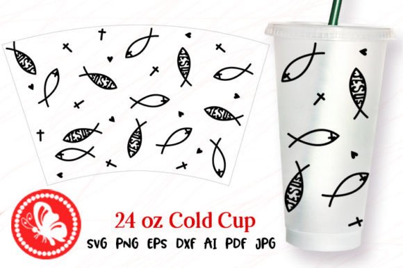 24oz Cup Wrap Religious Sign Fish Jesus Crafts