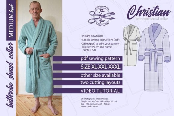 Bathrobe Shawl Collar Pattern, Christian Sewing Patterns