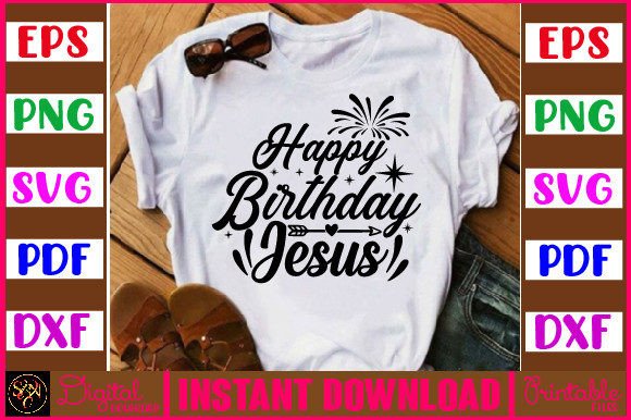 Happy Birthday Jesus Christmas PNG for Crafts & Editorial Design