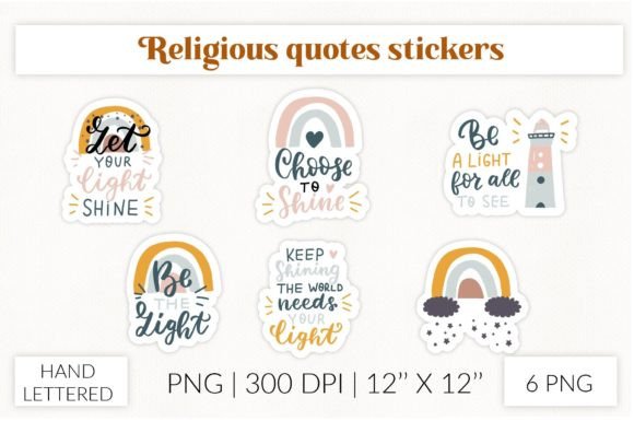 Religious Quotes Stickers. Christian Crafts for Branding