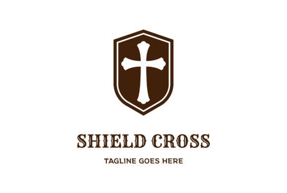 Shield with Christian Cross Logo Design for Logos